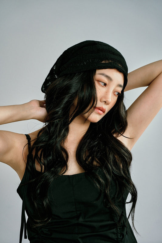 夏日針織堆堆帽(黑)