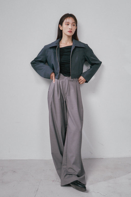 翻領短版夾克(灰)