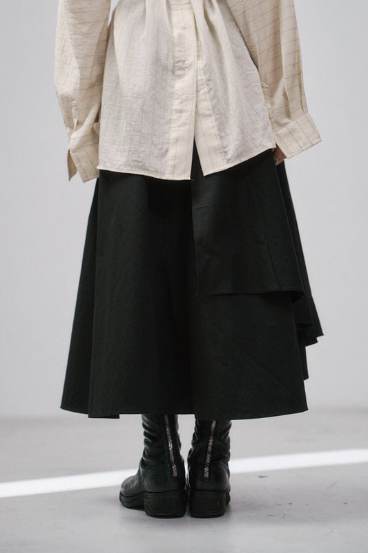 不規則層次長裙(黑)