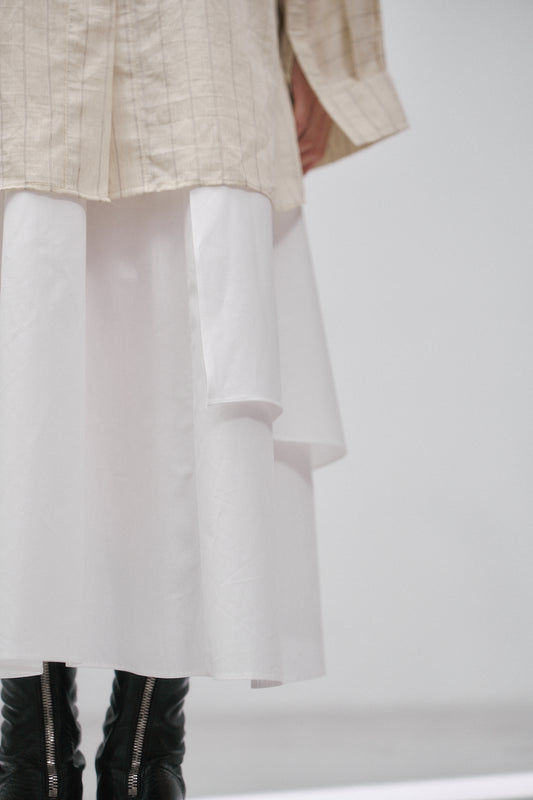 不規則層次長裙(白)