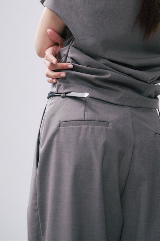 馬雷打褶西裝褲(灰)