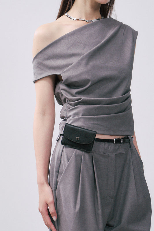 馬雷不對稱抓皺上衣(灰)