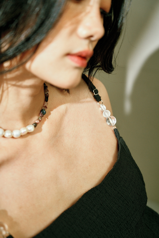 串珠細肩帶背心(黑)