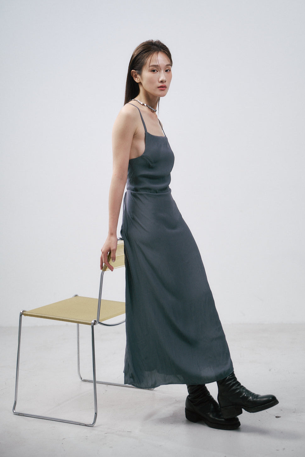 空靈綁帶洋裝(灰)