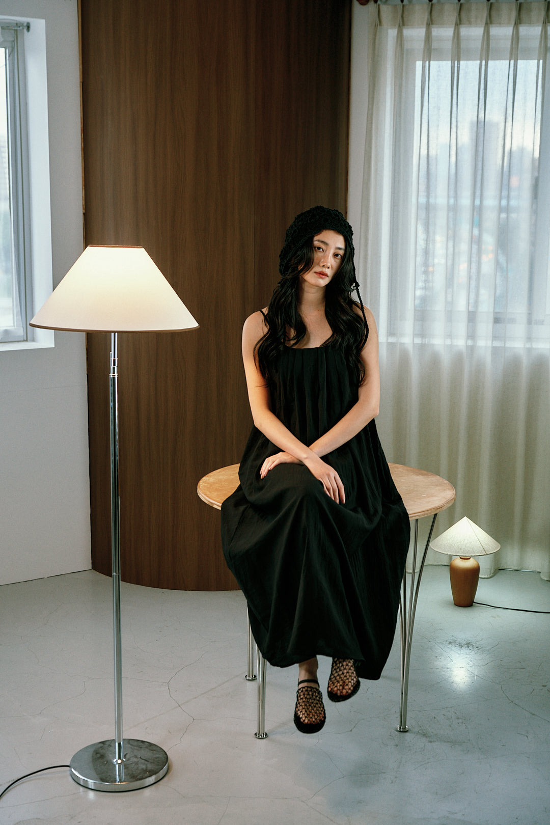 垂墜掛脖長洋裝(黑)