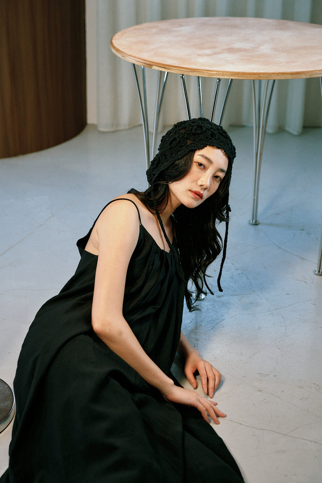 垂墜掛脖長洋裝(黑)