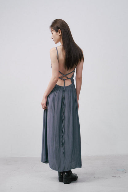 空靈綁帶洋裝(灰)