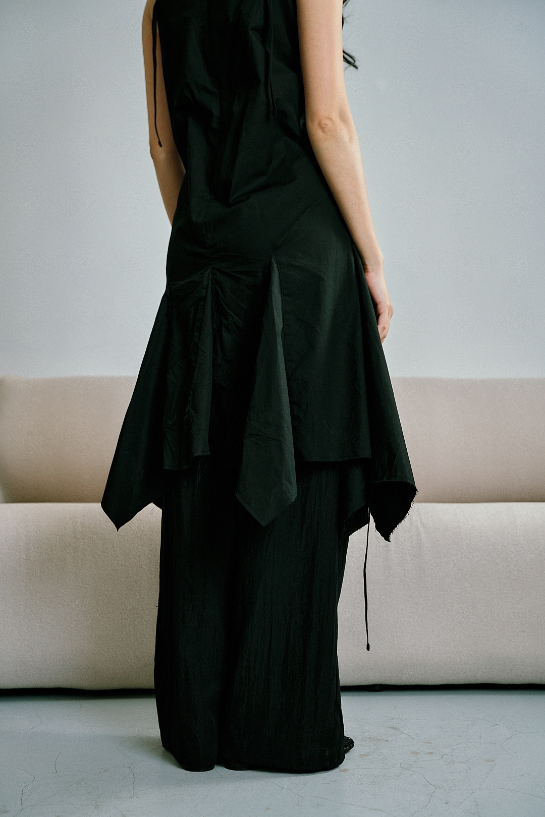 可抽縐不規則洋裝